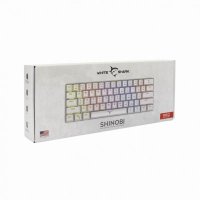 White Shark GK-2022W Shinobi Red Switches Mechanical 60% Gaming Keyboard White US