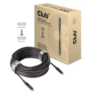 Club3D USB Gen 2 Type C 4K60Hz Active Optical Cable A/V Unidirectional M/M 20m Black