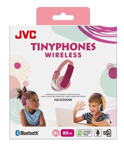 JVC HA-KD10W-P Wireless Bluetooth Headphones for Kids Pink