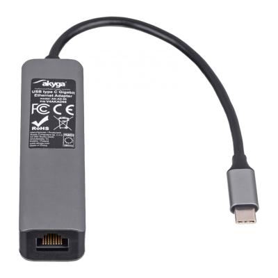 Akyga AK-AD-66 HUB USB Type-C to 3x USB 3.0 Network Card 10/100/1000 15cm