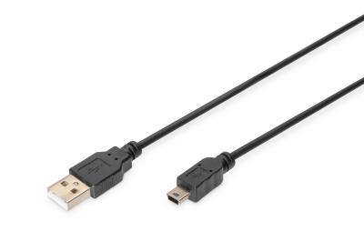 Assmann USB 2.0 connection cable, type  A - mini B (5pin) 1,8m Black