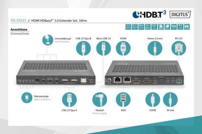 Digitus DS-55523 HDMI HDBaseT 3.0 Extender Set 100m Black