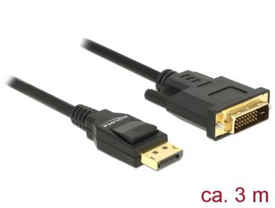 DeLock Displayport 1.2 male > DVI-D (24+1 Single Link) male passive 3m Black Cable