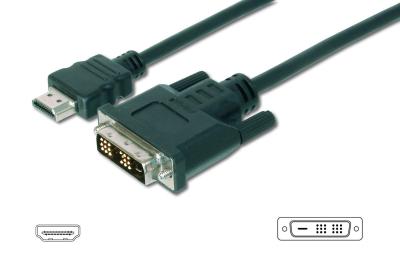 Assmann HDMI adapter cable, type A-DVI-D (Single Link) (18+1) 5m Black