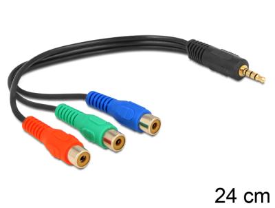 DeLock Cable 3x RCA female > Stereo plug 3.5mm 4 pin 0,24m Black