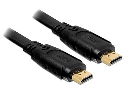 DeLock High Speed HDMI-kábel típusú Ethernet – HDMI A dugós > HDMI A dugós lapos 2m Black