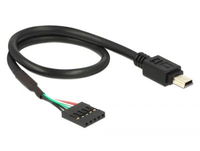 DeLock USB 2.0 pin header female 5 pin > USB 2.0 Type Mini-B male cable 0,3m Black