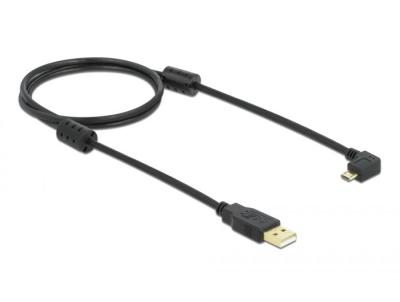DeLock USB-A male > USB micro-B male angled 270° Cable 1m Black