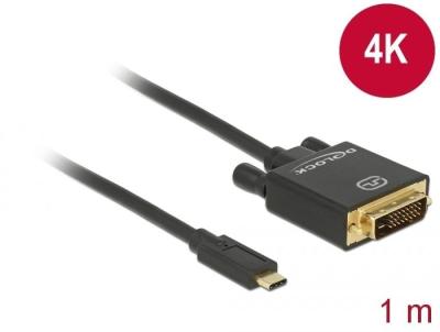 DeLock USB Type-C male > DVI-D (24+1 Single Link) (DP Alt Mode) 4K 30 Hz 1m Black