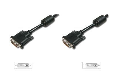 Assmann DVI connection cable, DVI(24+1), 2x ferrit 5m Black