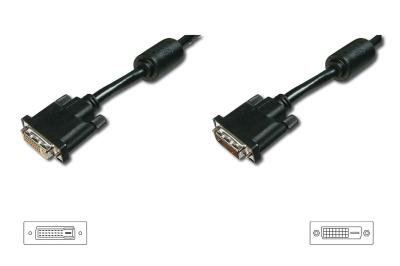 Assmann DVI extension cable, DVI-D (Dual Link) (24+1), 2x ferrit 5m Black