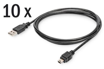 Assmann USB 2.0 connection cable, type  A - mini B (5pin) 1,8m Black
