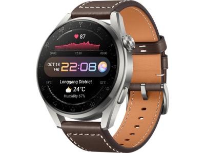 Huawei Watch 3 Pro Titanium Grey Brown Leather Strap