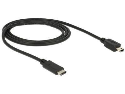 DeLock USB Type-C 2.0 - USB2.0 miniB cable 1m Black