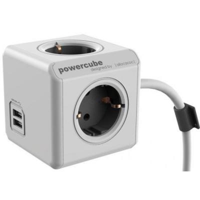 Allocacoc PowerCube Extended with USB 1,5m White/Grey