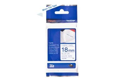 Brother TZe-FA4 P-touch Textil szalag (18mm) White on Blue - 3m