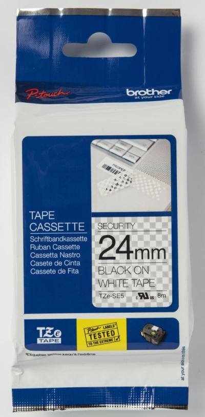 Brother TZE-SE5 laminált P-touch biztonsági szalag (24mm) Black on White - 8m