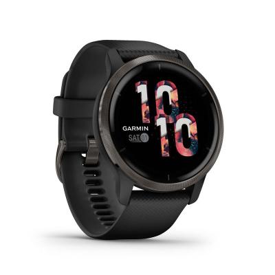 Garmin Venu 2 Slate Stainless Steel Bezel with Black Case and Silicone Band