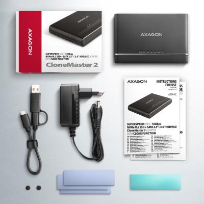 AXAGON ADSA-CC USB-C 10Gbps M.2 NVMe + SATA SSD/HDD adapter