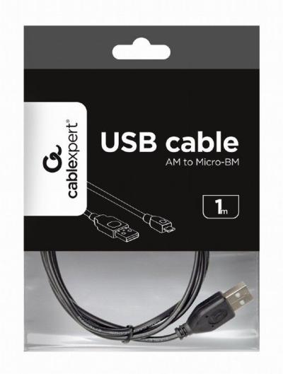 Gembird CCP-MUSB2-AMBM- micro USB cable 2.0 AM-MBM5P 1m Black