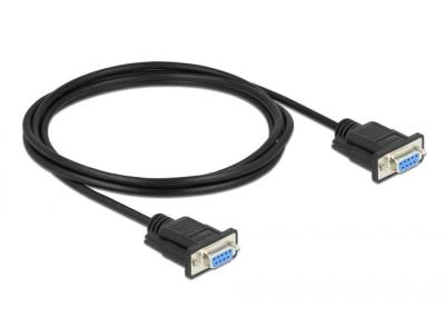 DeLock RS-232 D-Sub9 female to female null modem with narrow plug housing Serial Cable 2m Black