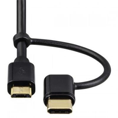 Hama FIC E3 USB/USB Type-C 2in1 adatkábel, 1m Black