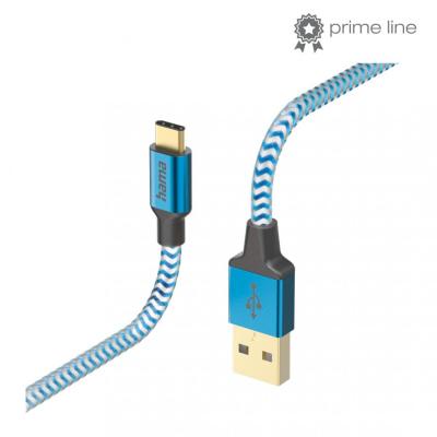 Hama FIC E3 USB Type-C reflective töltő és adatkábel 1,5m Blue
