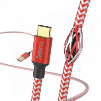 Hama FIC E3 USB Type-C reflective töltő és adatkábel 1,5m Red