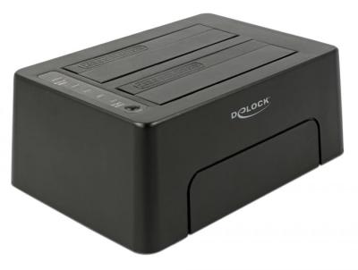 DeLock USB Type-C 3.1 Docking Station for 2x SATA HDD/SSD with Clone Function