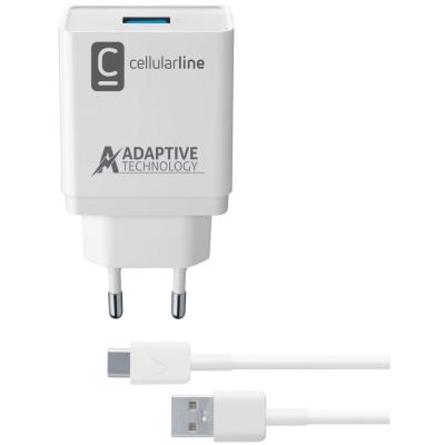 Cellularline Set USB charger and USB-C cable adaptive charging 15W White