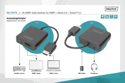 Digitus 4K HDMI Audio Extractor HDMI to HDMI/3.5mm/Toslink