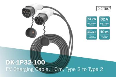 Digitus EV charging cable type 2 to type 2 10m Black