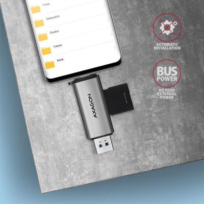 AXAGON CRE-SAC SUPERSPEED USB-C+USB-A Card Reader Black