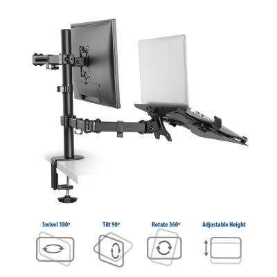 ACT AC8305 Single Monitor Arm with Laptop Arm 10"-32" Black