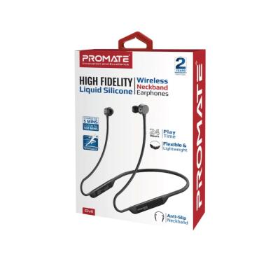 Promate  Civil High-Fidelity Liquid Silicone Wireless Neckband Headset Black