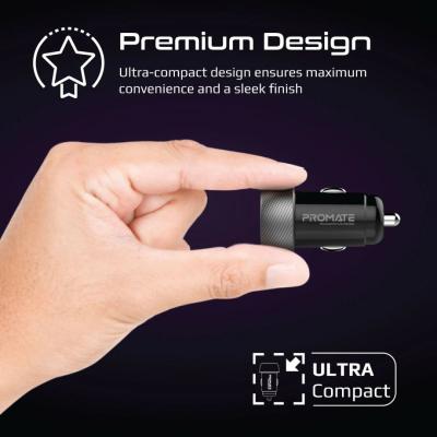 Promate  PowerDrive-PD20 20W Mini Car Charger with Power Delivery Black