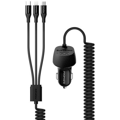 Promate  VolTrip-Uni 3.4A Multi-Connect Universal Car Charger with USB Port Black
