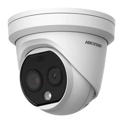 Hikvision IP hő- (256x192) 50°x37° és láthatófény (4 MP) kamera; -20°C-150°C; villogó fény/hangriasztás