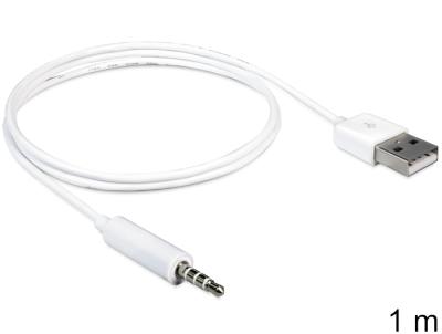 DeLock Cable USB-A male > Stereo jack 3.5 mm male 4 pin IPod Shuffle 1m White