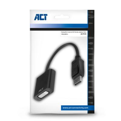 ACT AC7510 DisplayPort - DVI-I (Dual Link) (24+5) adapter Black