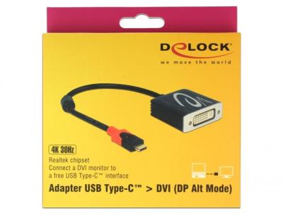 DeLock USB Type-C male > DVI-D (Single Link) (24+5) female (DP Alt Mode) 4K 30Hz Adapter