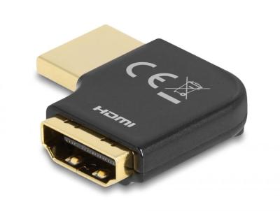 DeLock HDMI Adapter male to female 90° right angled 8K 60 Hz metal Black