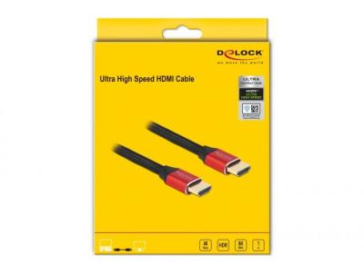 DeLock Ultra High Speed HDMI Cable 48 Gbps 8K 60 Hz 1m Black/Red