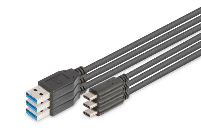 Assmann USB Type-C charger/Data cable set, type C - A 1m Black (3-pack)