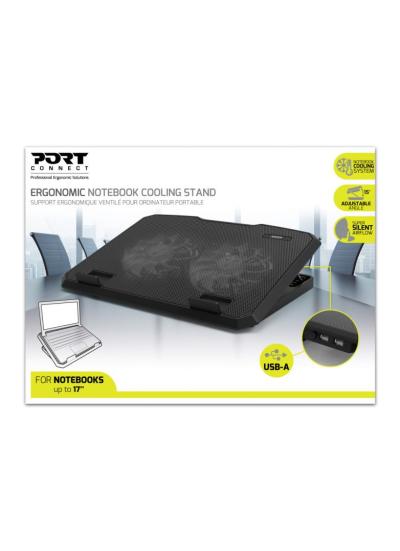 Port Designs Ergonomic Notebook Cooling Stand Black