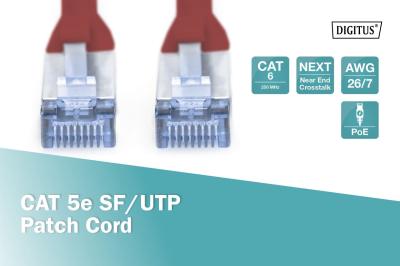 Digitus CAT5e SF-UTP Patch Cable 0,5m Red