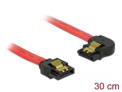 DeLock SATA 6Gb/s Cable straight to left angled 30cm Red