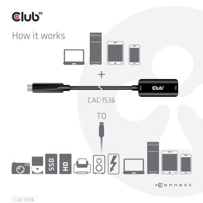 Club3D USB Gen2 Type-C to Type-A cable 5m Black