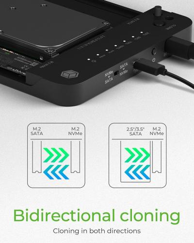 Raidsonic IcyBox IB-2915MSCL-C31 CloneStation & DockingStation for M.2 NVME & SATA 2.5”/3.5” SSD/HDD