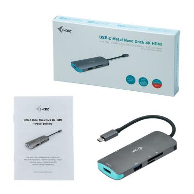 I-TEC USB-C Metal Nano Dock 4K HDMI+Power Delivery 100W Grey